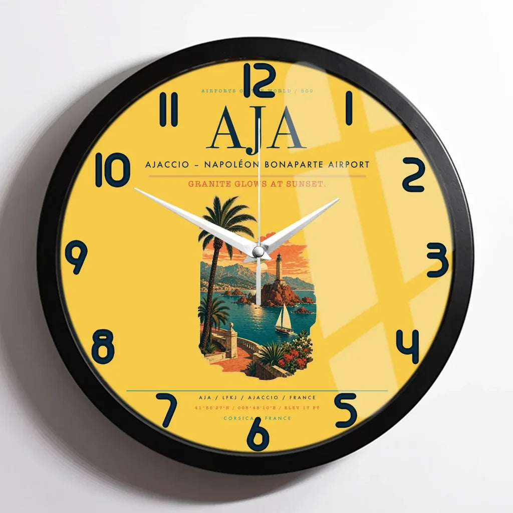 Ajaccio  Napoleon Bonaparte Airport AJA Wall-Clock Framed - Yellow