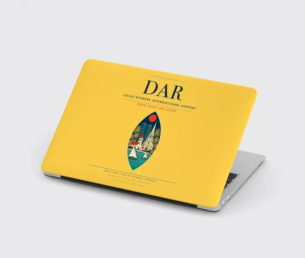 Julius Nyerere International Airport (DAR) design on yellow MacBook case