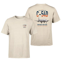 Thumbnail for C-54D Skymaster design on beige double-side t-shirt, double-side print