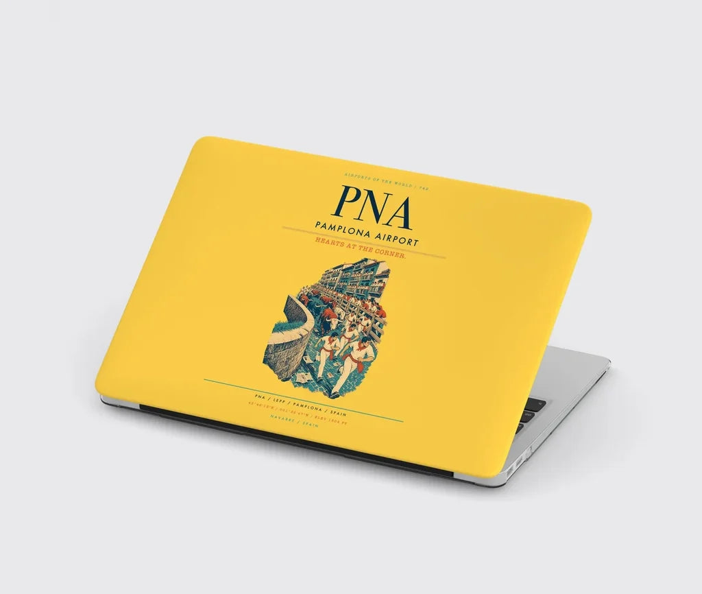 Pamplona Airport (PNA) design on yellow MacBook case