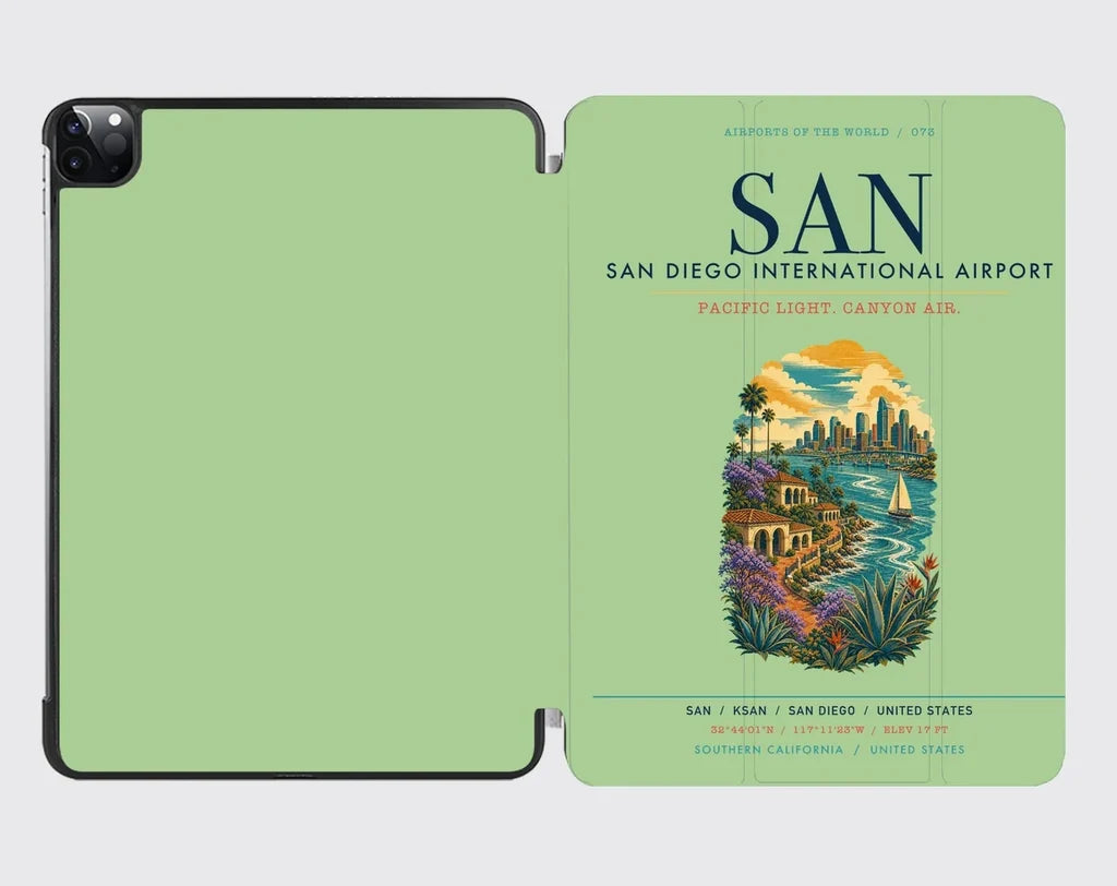 San Diego International Airport (SAN) design on light green ipad tablet case