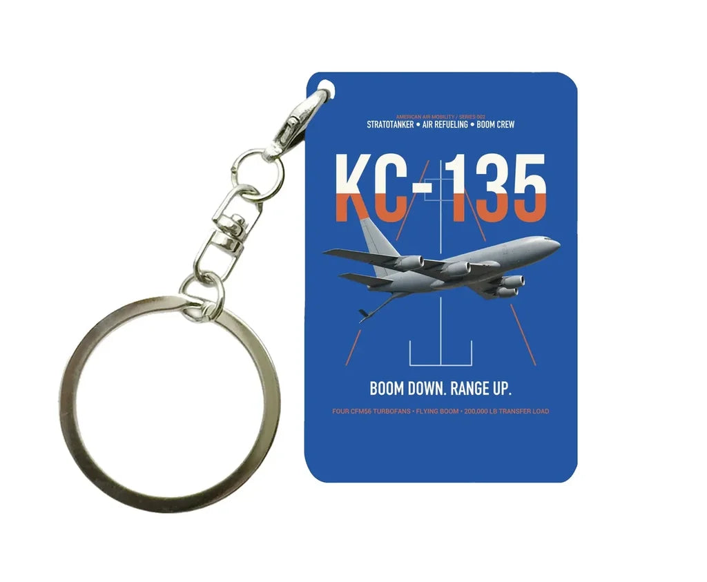 KC-135 STRATOTANKER design on blue designed key chain, double-side print