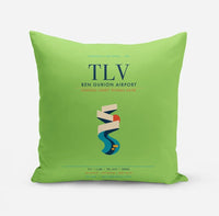 Thumbnail for Tel Aviv Ben Gurion Airport (TLV) design on light green pillow