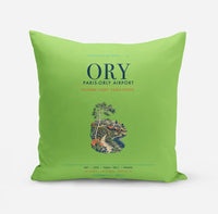 Thumbnail for Paris-Orly Airport (ORY) design on light green pillow