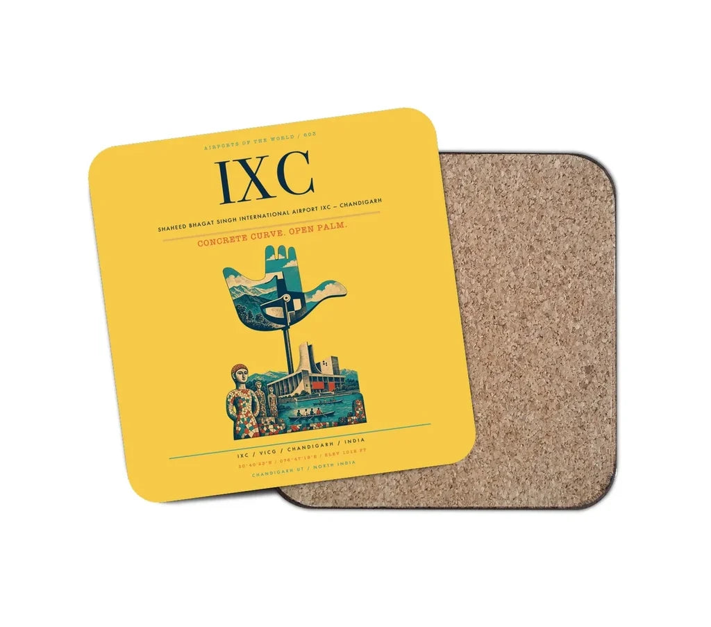 Shaheed Bhagat Singh International Airport (IXC) design on yellow 1 piece coaster