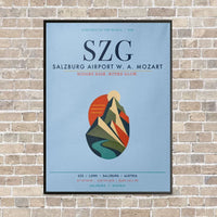 Thumbnail for Salzburg Airport SZG vertical canvas print - framed - light blue background