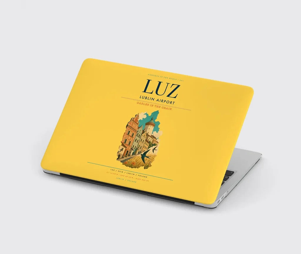 Lublin Airport (LUZ) design on yellow MacBook case