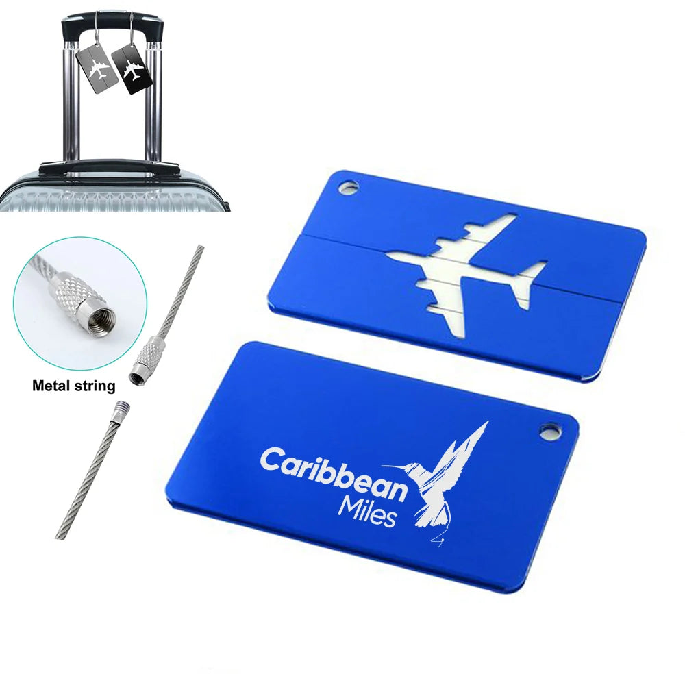 Carbbean Airlines Aluminum Luggage tag in blue