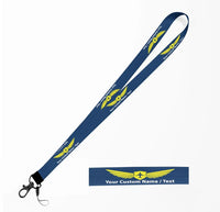 Thumbnail for Custom Name & Text (Badge 2) lanyard and ID holder in dark blue