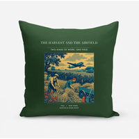 Thumbnail for VINTAGE G4510 - The Harvest And The Airfield - Designed Pillows design on darkgreen