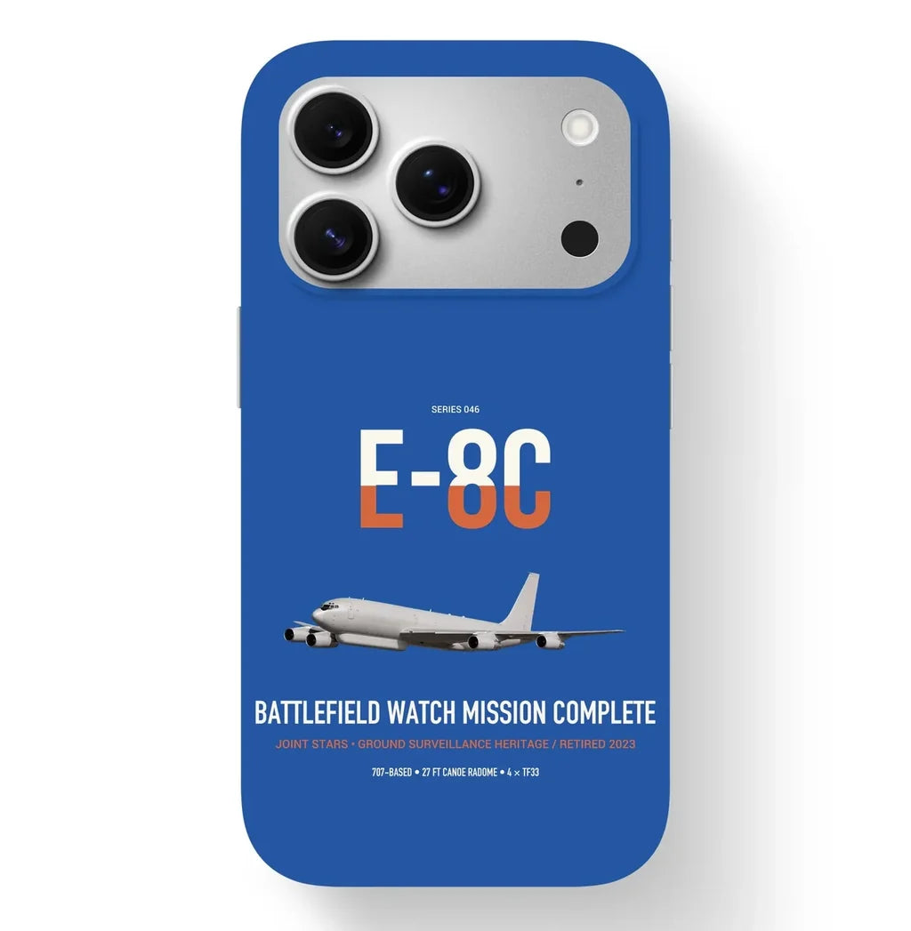 E-8C Joint STARS design on blue magsafe iphone case, for iPhone 17 Pro