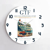 Thumbnail for Great Falls International Airport (GTF) design on white no frame wall clock
