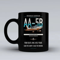 Thumbnail for Grumman American AA-5B Tiger design on black ceramic mug, double-side print