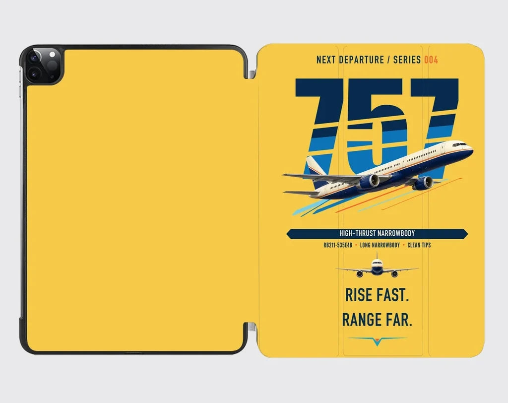 Boeing 757-200 design on yellow ipad tablet case