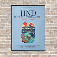 Thumbnail for Tokyo Haneda Airport HND vertical canvas print - framed - light blue background