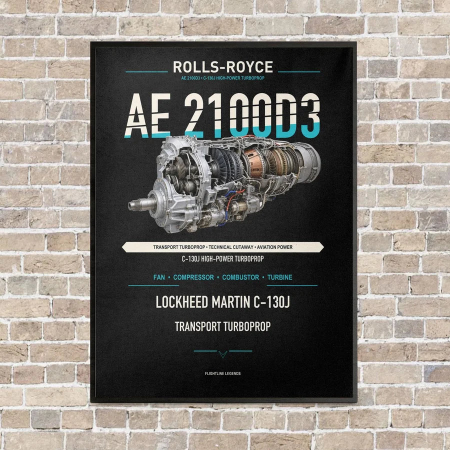 AE 2100D3 vertical canvas print - framed - black background