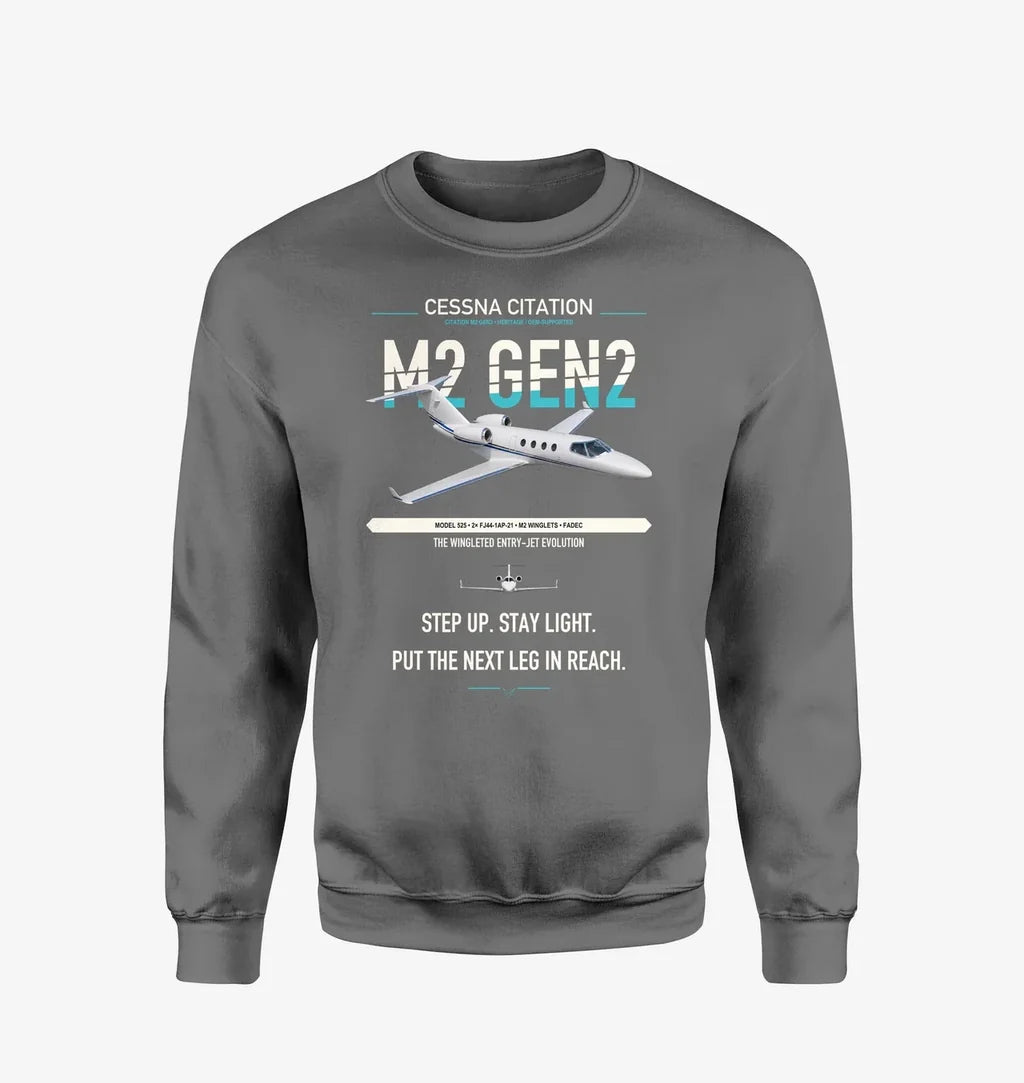 Cessna Citation M2 Gen2 design on gray sweatshirt