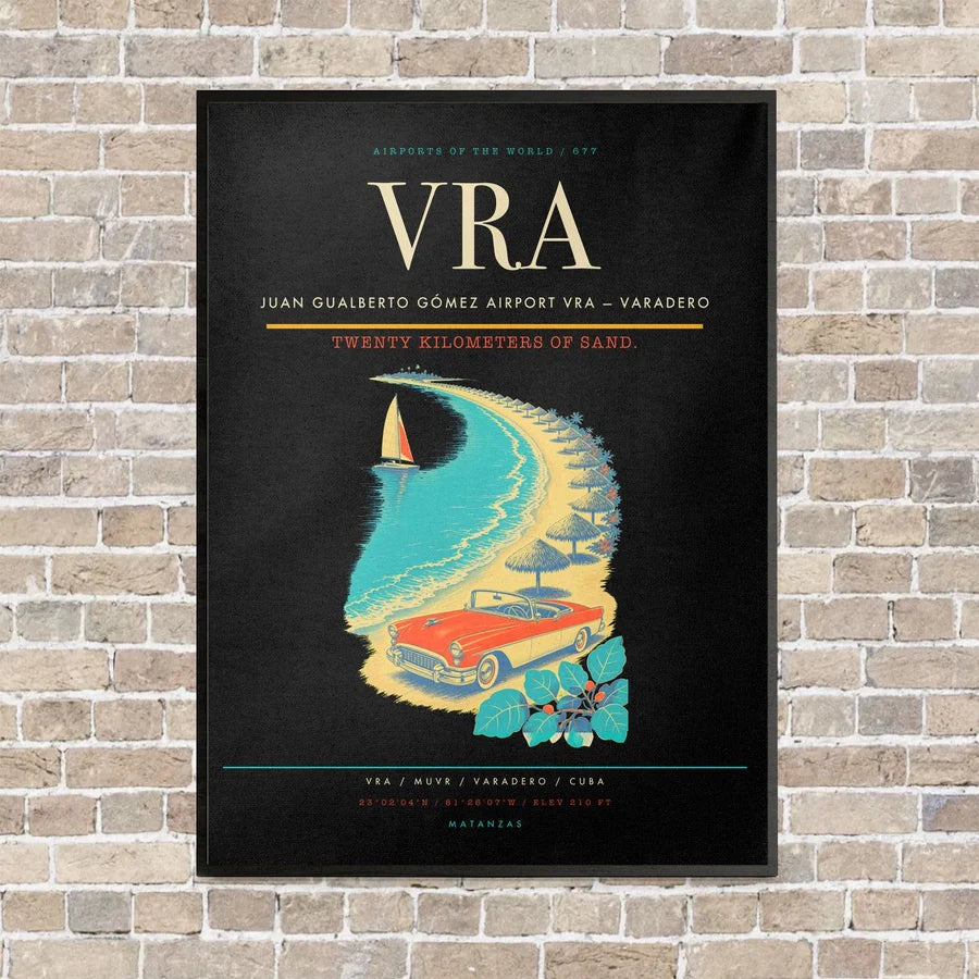 Juan Gualberto Gómez Airport VRA — Varadero vertical canvas print - framed - black background