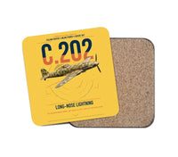 Thumbnail for Macchi C.202 Folgore design on yellow 1 piece coaster