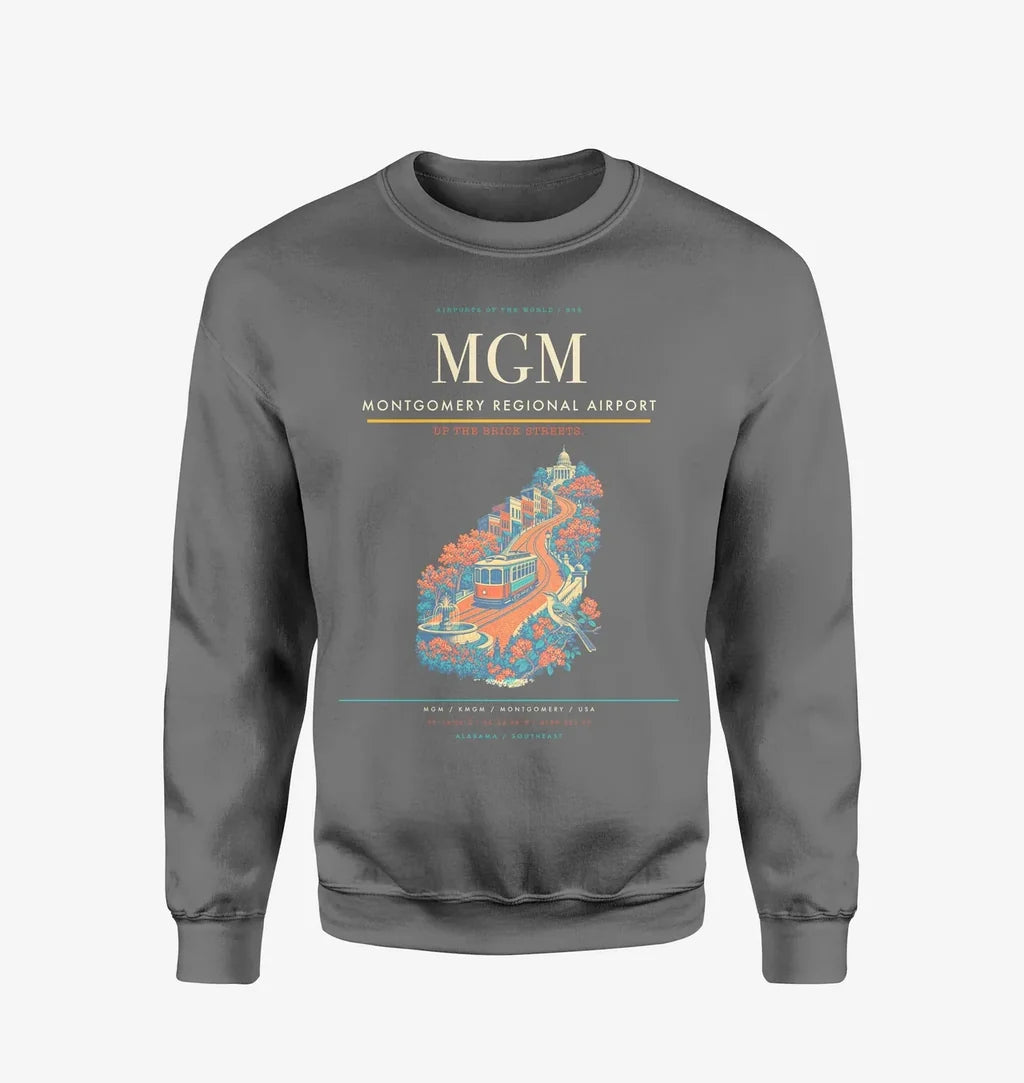 Montgomery Regional Airport (MGM) design on gray sweatshirt