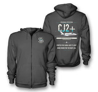 Thumbnail for Cessna Citation CJ2+ design on dark gray premium zipped hoodie, double-side print
