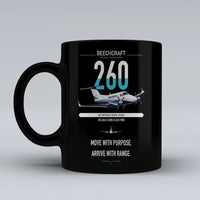 Thumbnail for Beechcraft King Air 260 design on black ceramic mug, double-side print