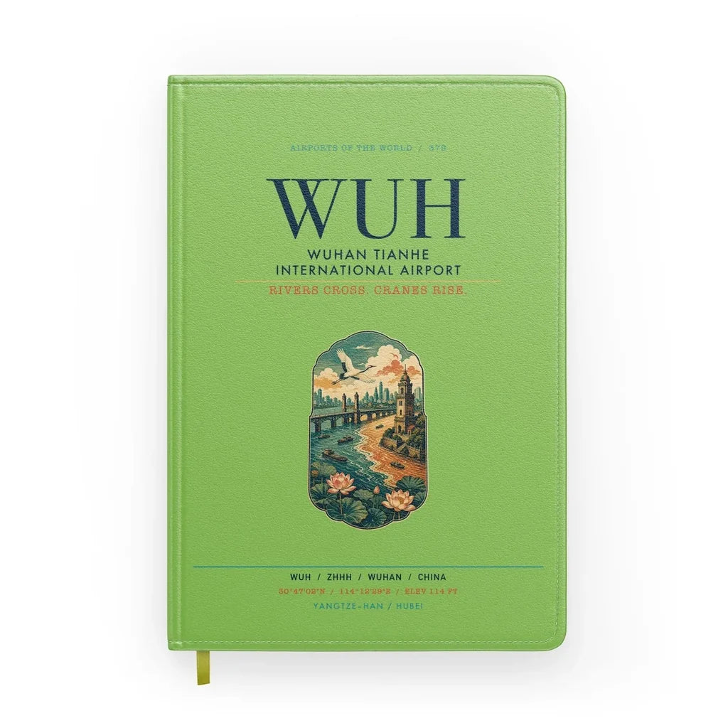 Wuhan Tianhe International Airport (WUH) design on light green notebook