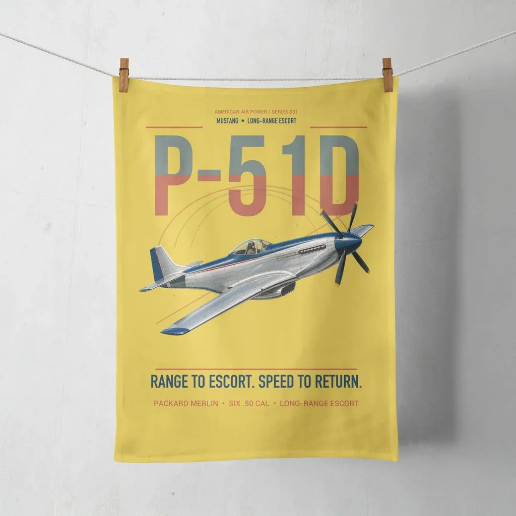 P-51D Mustang design on yellow towel