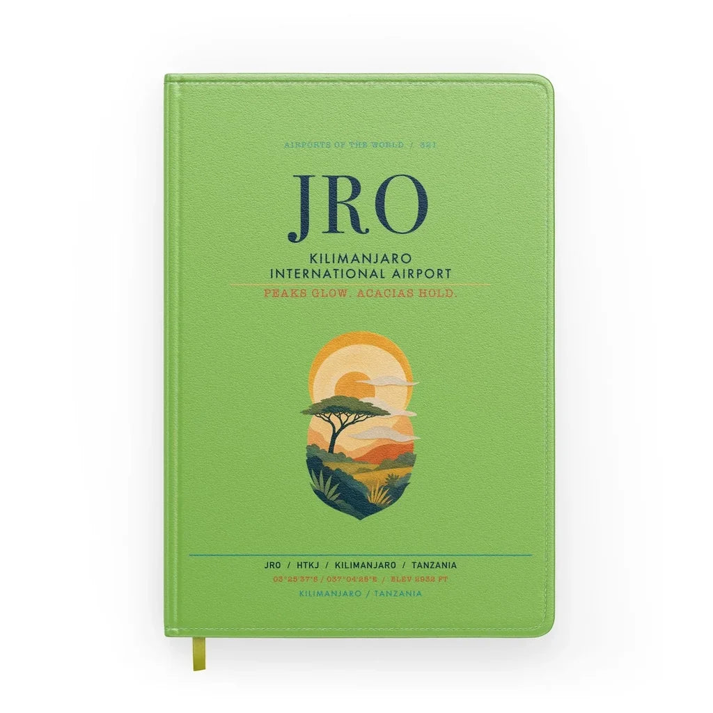 Kilimanjaro International Airport (JRO) design on light green notebook