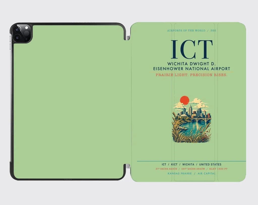 Wichita Dwight D. Eisenhower National Airport (ICT) design on light green ipad tablet case