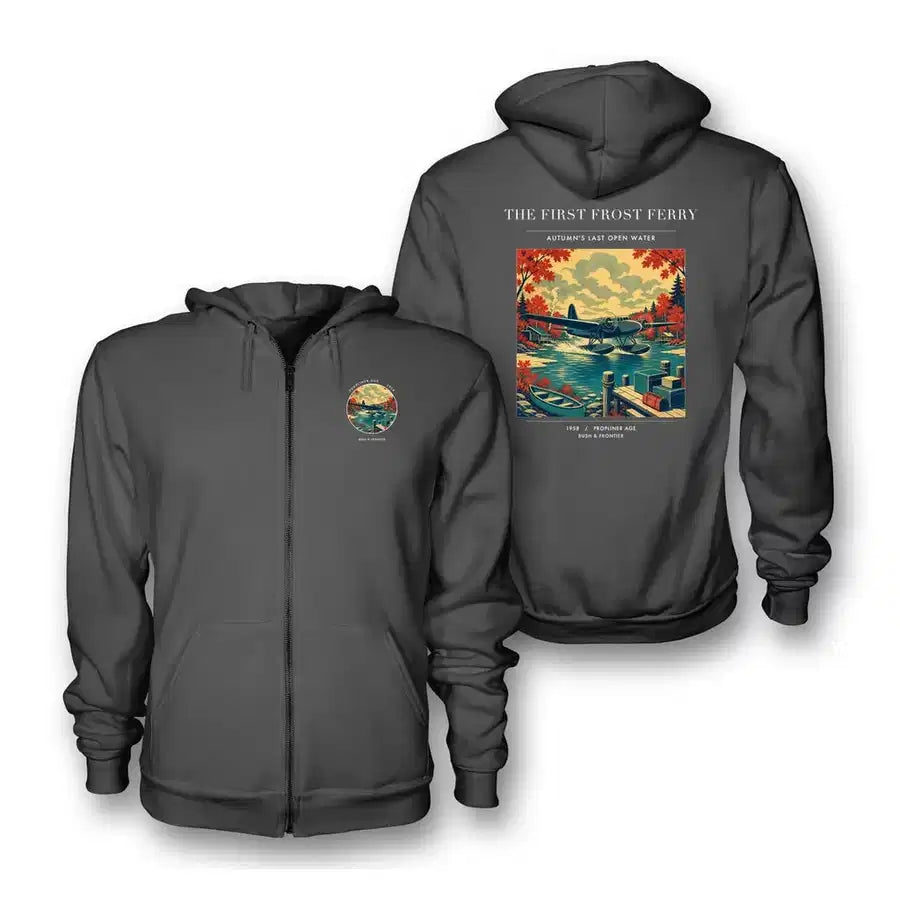 VINTAGE G4433 - The First Frost Ferry - Premium Zipped Hoodie design on darkgray