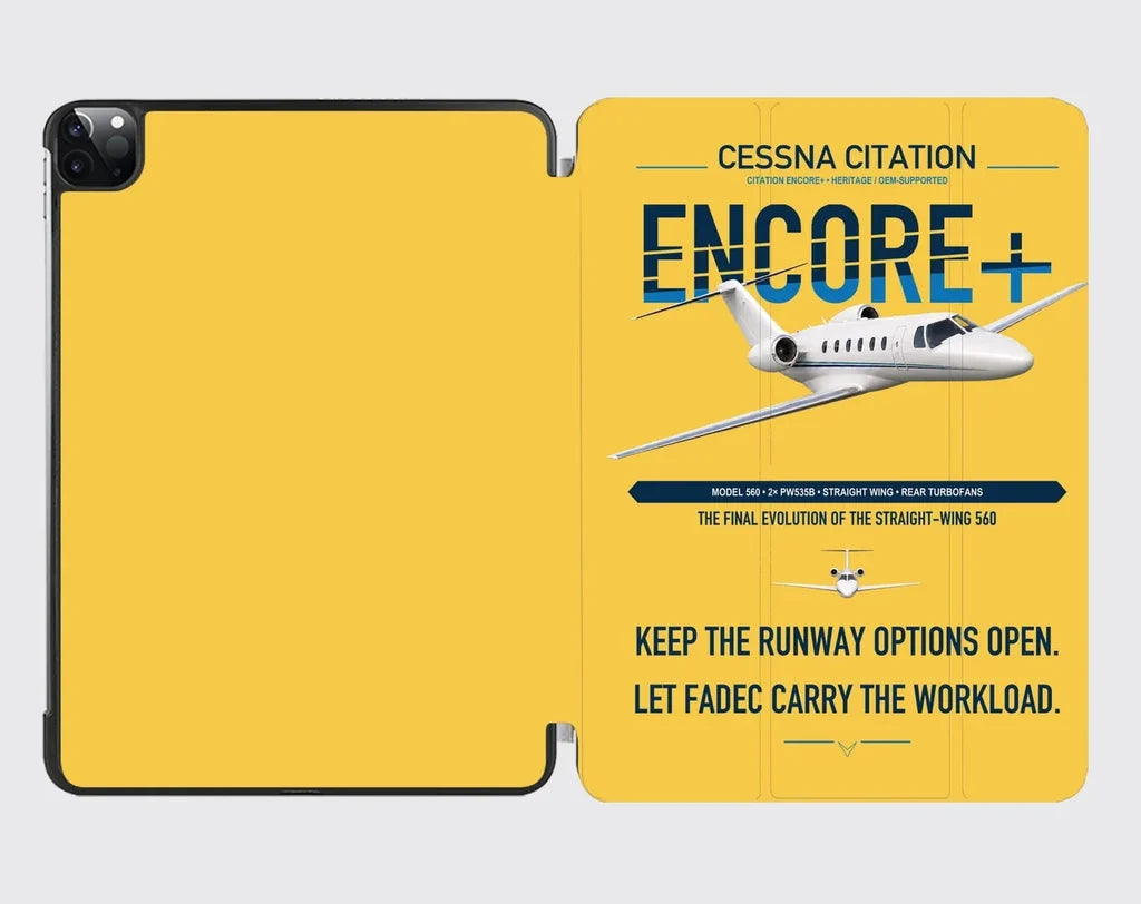 Cessna Citation Encore+ design on yellow ipad tablet case