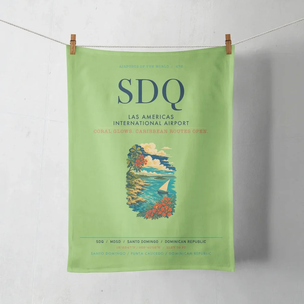 Las Americas International Airport (SDQ) design on light green towel