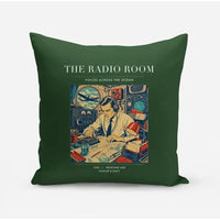 Thumbnail for VINTAGE G4106 - The Radio Room - Designed Pillows design on darkgreen