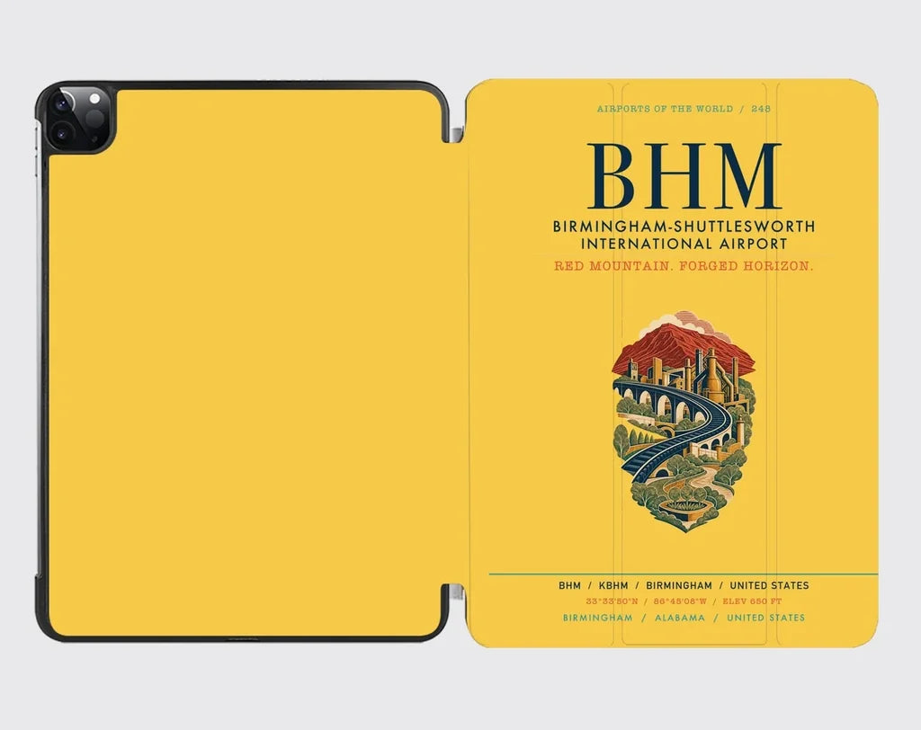 Birmingham-Shuttlesworth International Airport (BHM) design on yellow ipad tablet case
