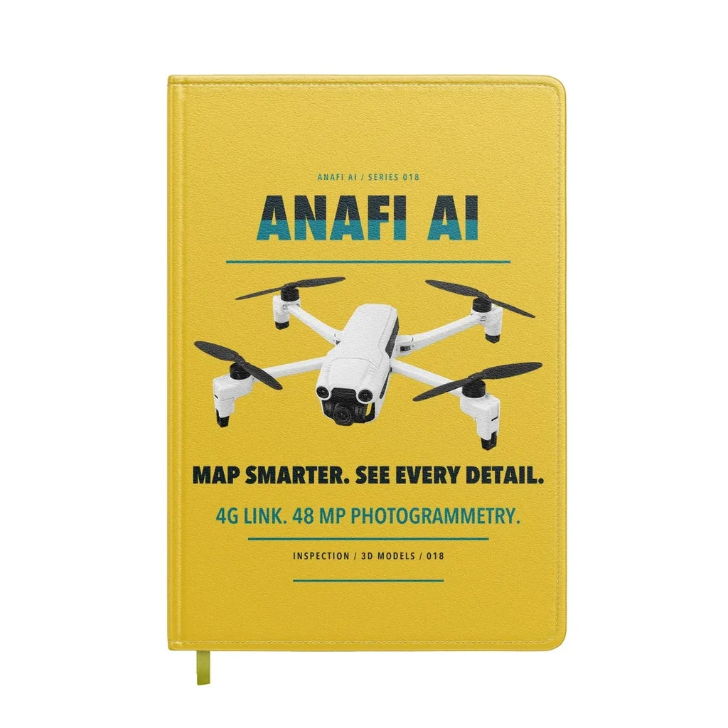 Parrot ANAFI Ai design on yellow notebook