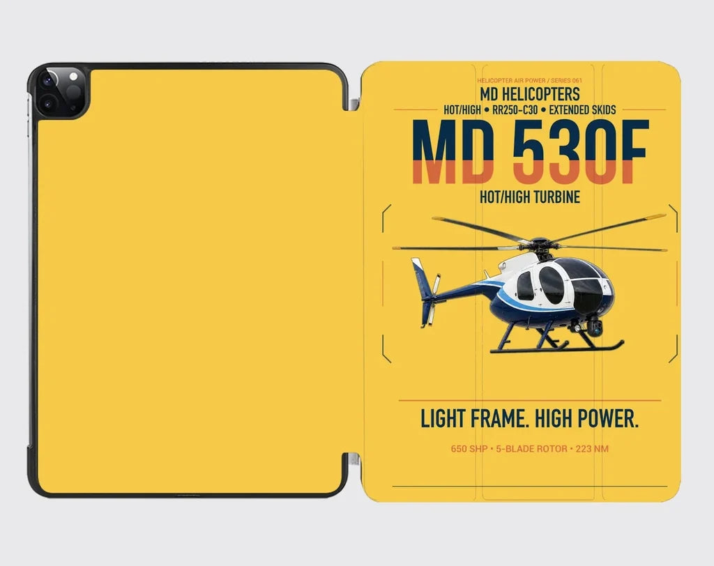 MD Helicopters MD 530F design on yellow ipad tablet case