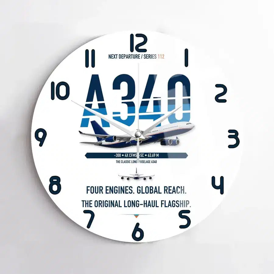 Airbus A340-300 design on white no frame wall clock