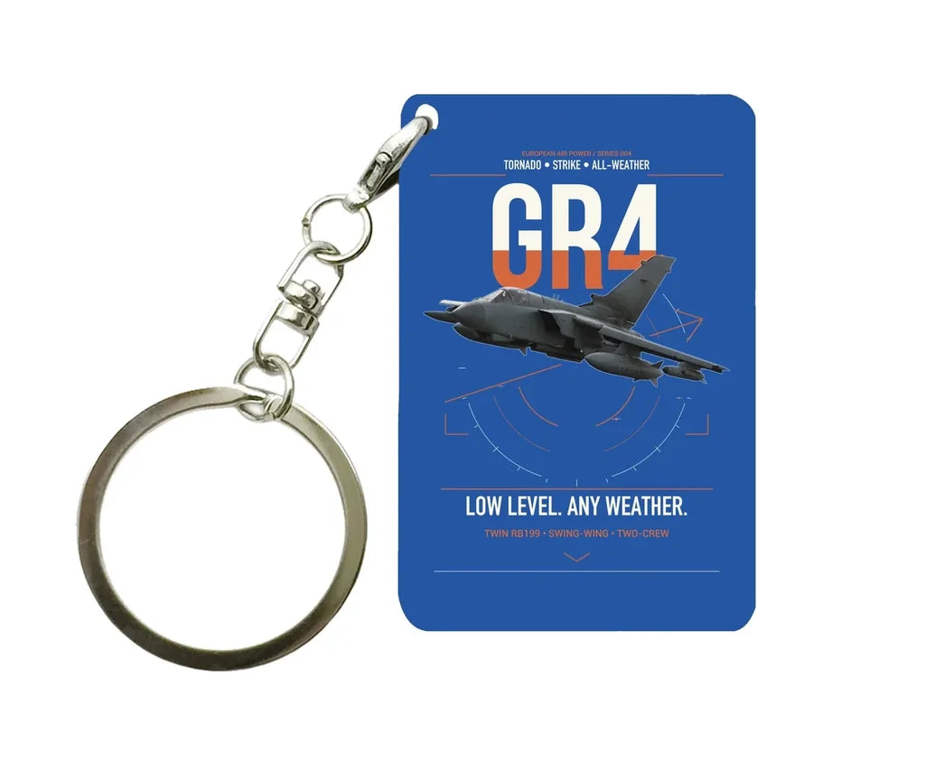 Panavia Tornado GR4 design on blue designed key chain, double-side print