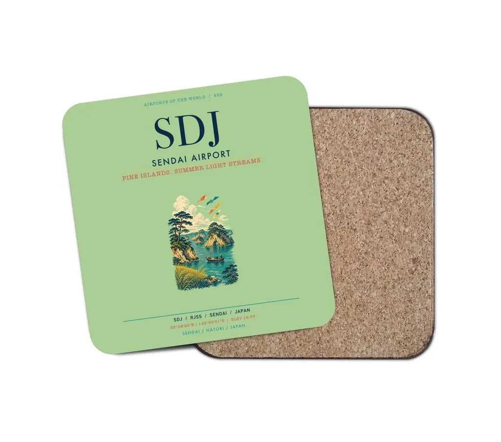 Sendai Airport (SDJ) design on light green 1 piece coaster