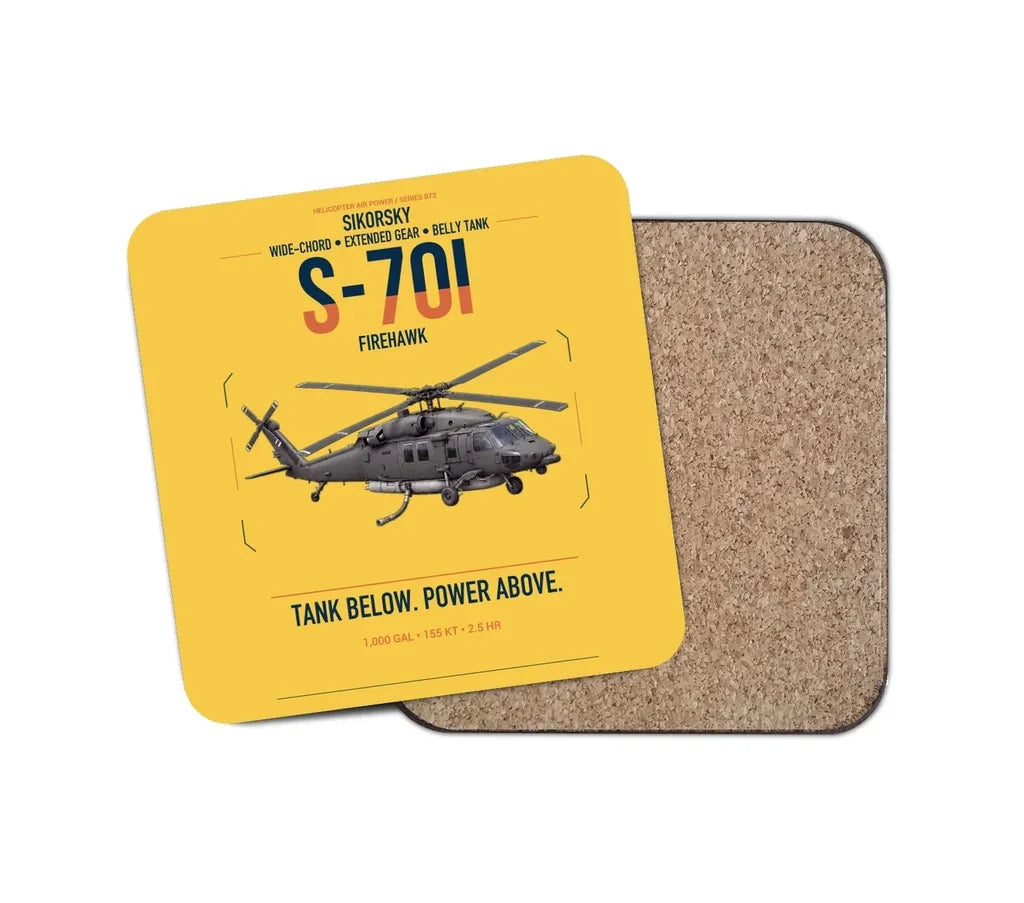 Sikorsky S-70i FIREHAWK design on yellow 1 piece coaster