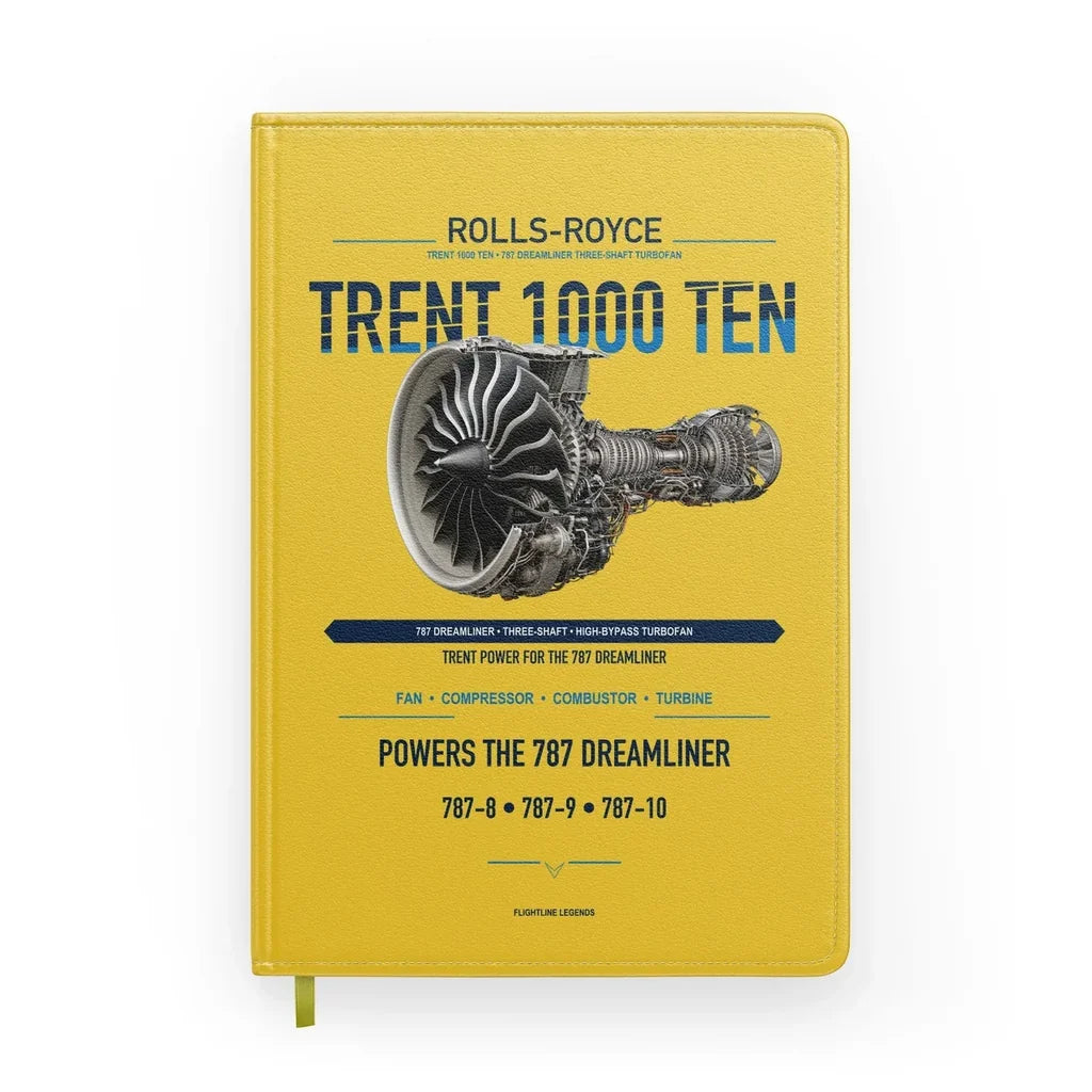 TRENT 1000 TEN design on yellow notebook