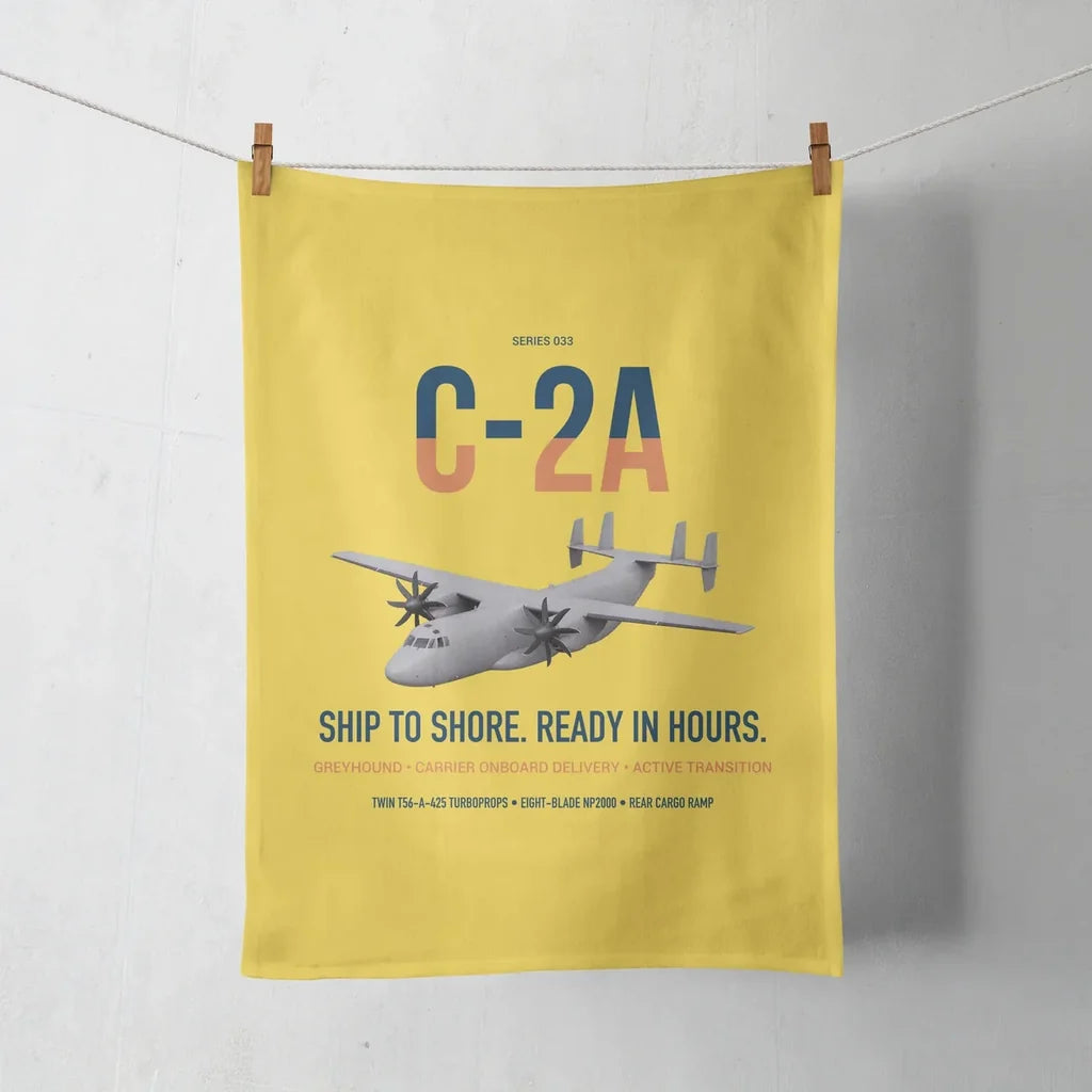 C-2A Greyhound design on yellow towel
