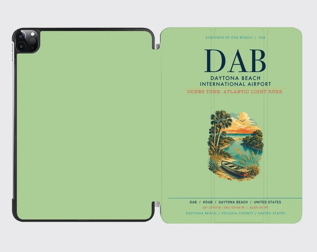 Daytona Beach International Airport (DAB) design on light green ipad tablet case