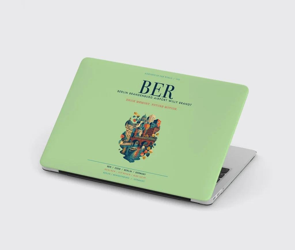 Berlin Brandenburg Airport Willy Brandt (BER) design on light green MacBook case