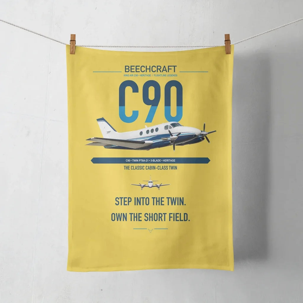 Beechcraft King Air C90 design on yellow towel
