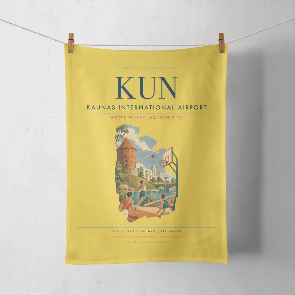 Kaunas International Airport (KUN) design on yellow towel