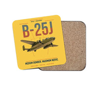 Thumbnail for B-25J Mitchell design on yellow 1 piece coaster