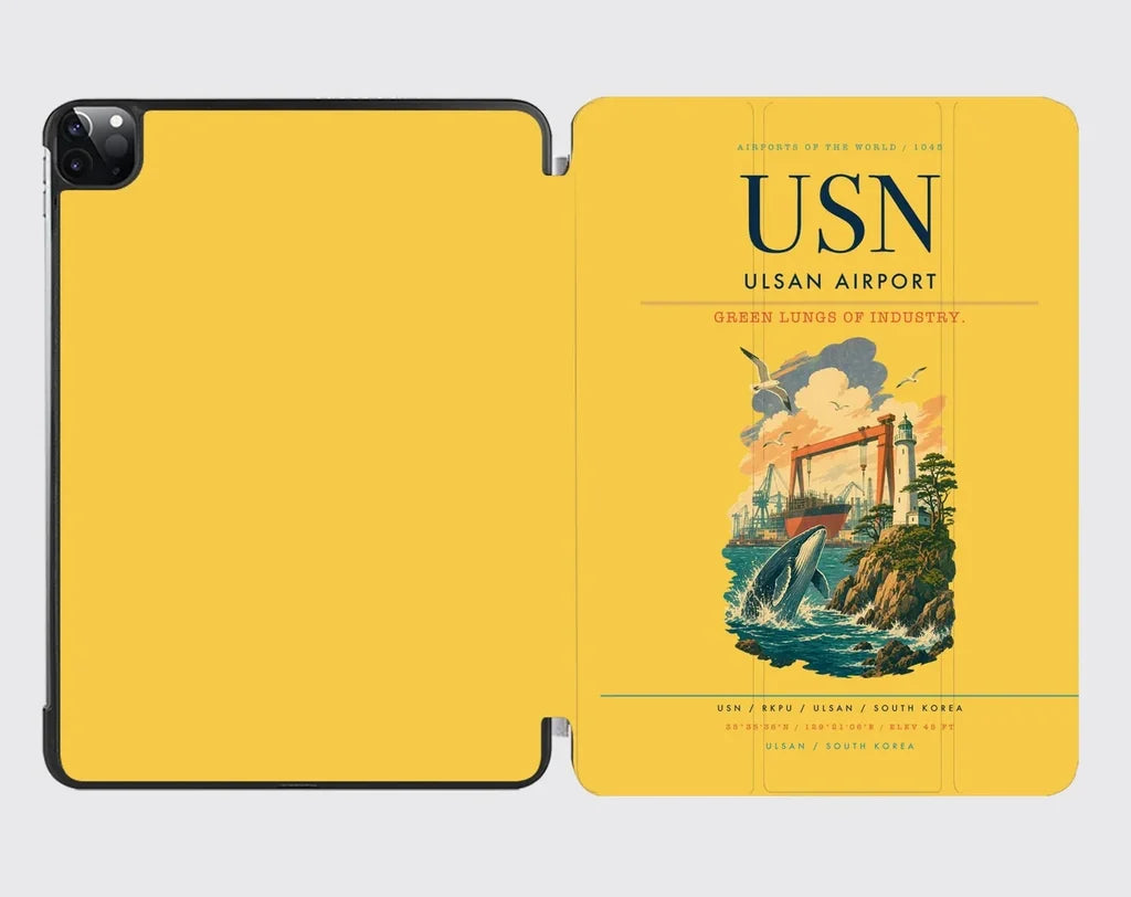 Ulsan Airport (USN) design on yellow ipad tablet case