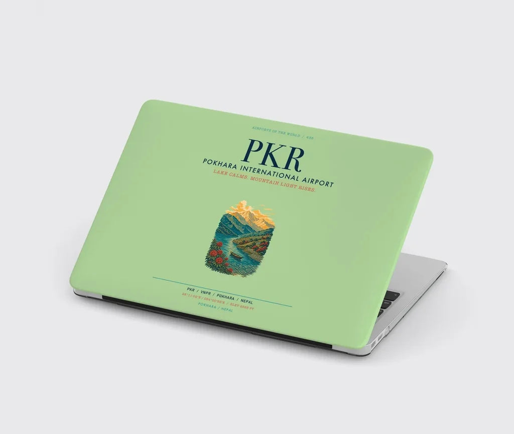 Pokhara International Airport (PKR) design on light green MacBook case